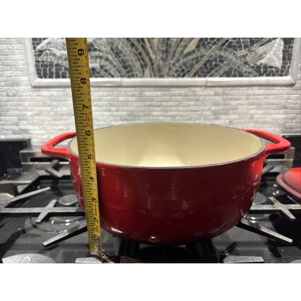 Vintage Lodge Red Color 6-qt. Enameled Cast Iron Dutch Oven